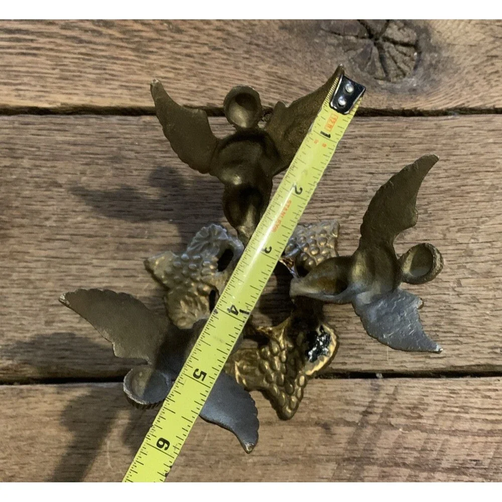 Antique Vintage Brass Angels Cherubs Playing Instruments Vase Bowl Holder NICE!